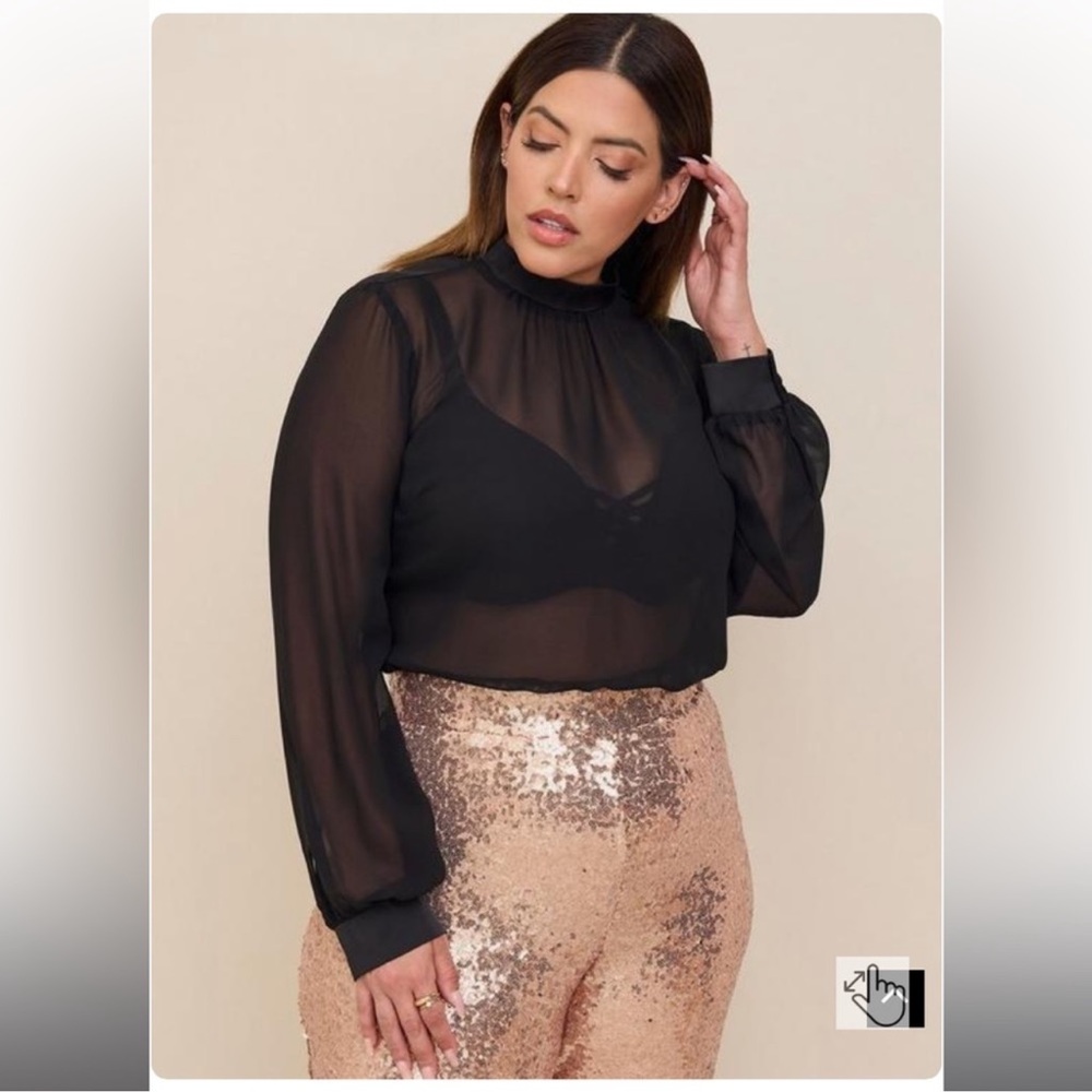 Torrid Satin trim chiffon turtleneck